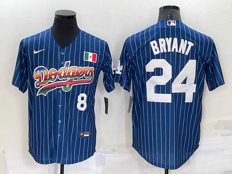 Los Angeles Dodgers #8 #24 Kobe Bryant Number Rainbow Blue Red Pinstripe Mexico Cool Base Nike Jersey,We sell and wholesale Los Angeles Dodgers #8 #24 Kobe Bryant Number Rainbow Blue Red Pinstripe Mexico Cool Base Nike Jersey on line form chian!